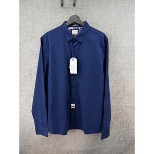 Denim & Flower Ricky Singh Mens XL Navy Geometric Print Cotton Button Down Shirt